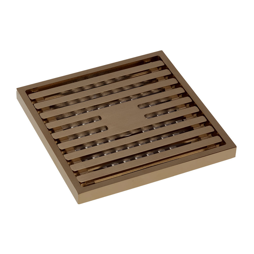 Fienza Square Slim Grate Floor Waste, 88mm Outlet - Brushed Copper
