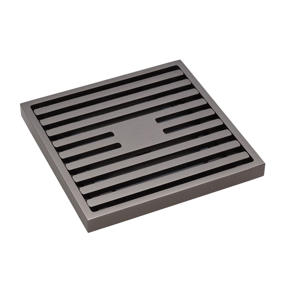 Fienza Square Slim Grate Floor Waste, 88mm Outlet - Gun Metal