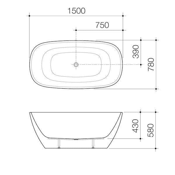 Caroma Contura® II 1500mm Freestanding Bath