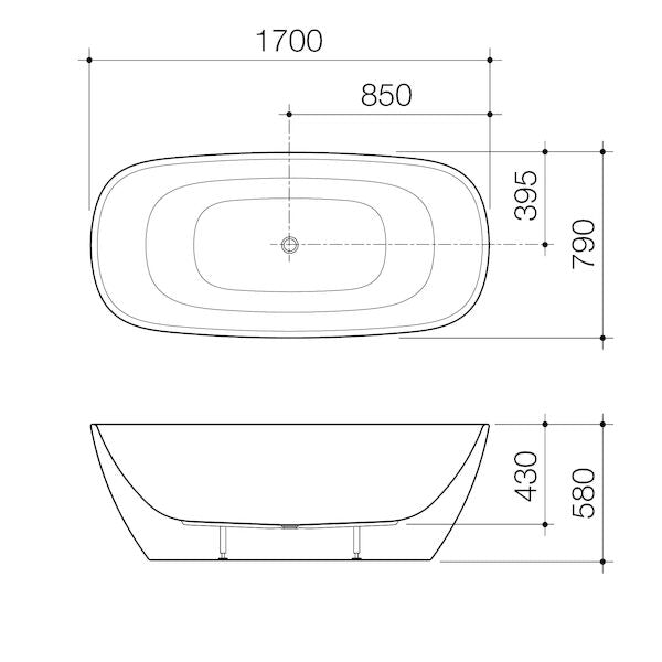 Caroma Contura® II 1700mm Freestanding Bath