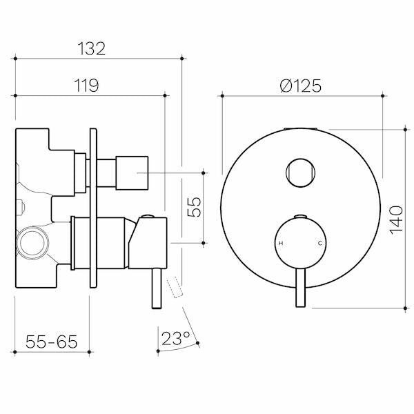 Clark Round Pin Wall Mixer with Diverter