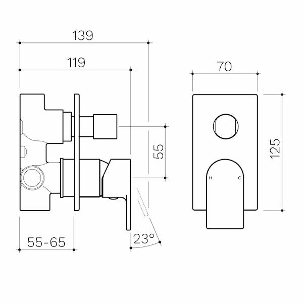 Clark Round Square Wall Mixer with Diverter