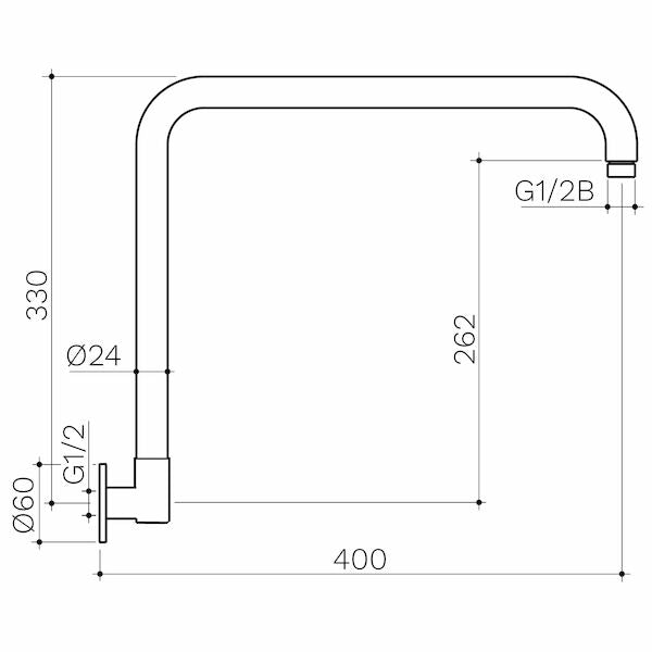 Clark Upswept Wall Arm 400mm