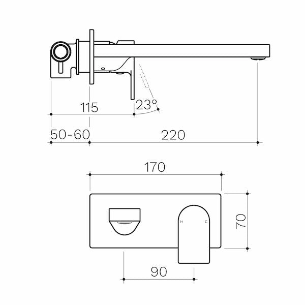Clark Round Square Wall Basin/Bath Mixer 220mm - Lead Free