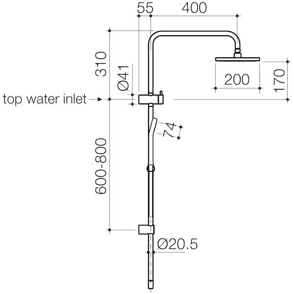 Clark Square II Rail Shower with Overhead