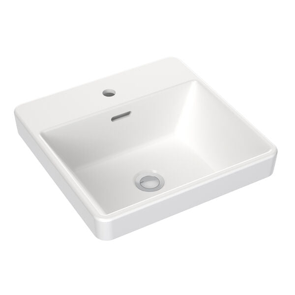Clark Square Inset Basin with Tap Landing 400mm (1 Tap Hole)
