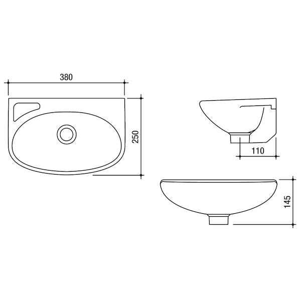 Stylus Symphony Mini Wall Basin - 1TH RH