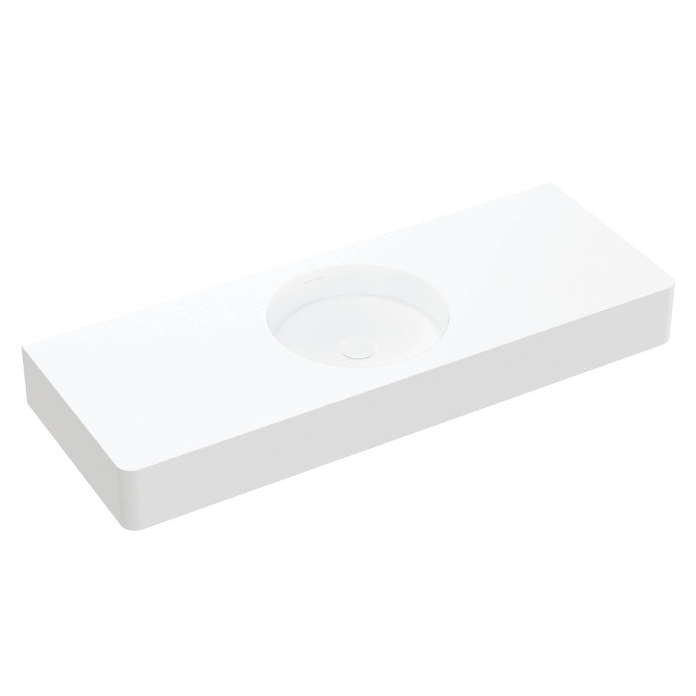 Fienza Encanto 1200 Solid Surface Wall Basin, Centre Bowl, No Tap Hole