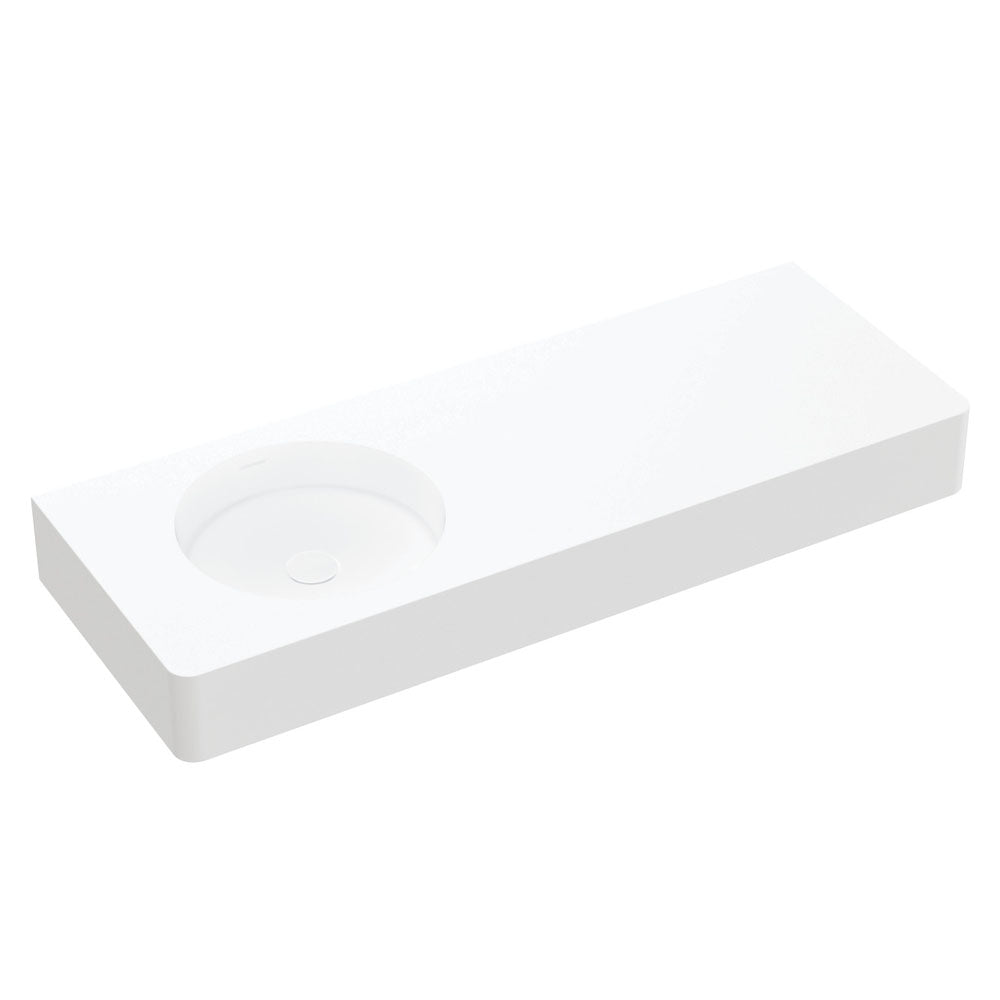 Fienza Encanto 1200 Solid Surface Wall Basin, Left-Hand Bowl, No Tap Hole