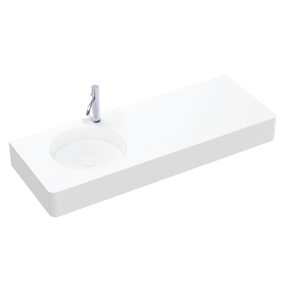 Fienza Encanto 1200 Solid Surface Wall Basin, Left-Hand Bowl, 1 Tap Hole