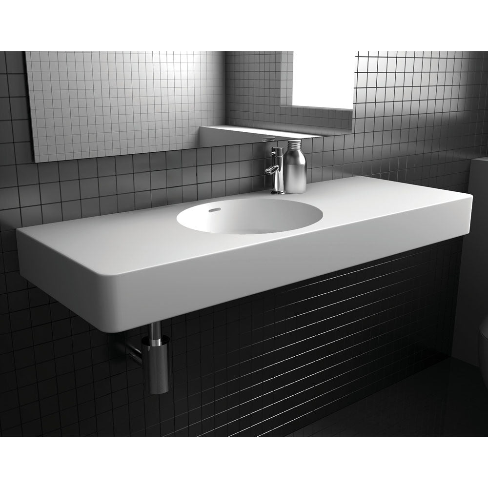 Fienza Encanto 1200 Solid Surface Wall Basin, Centre Bowl, 1 Tap Hole
