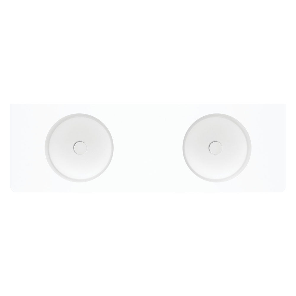 Fienza Encanto 1400 Solid Surface Wall Basin, Double Bowl, No Tap Hole