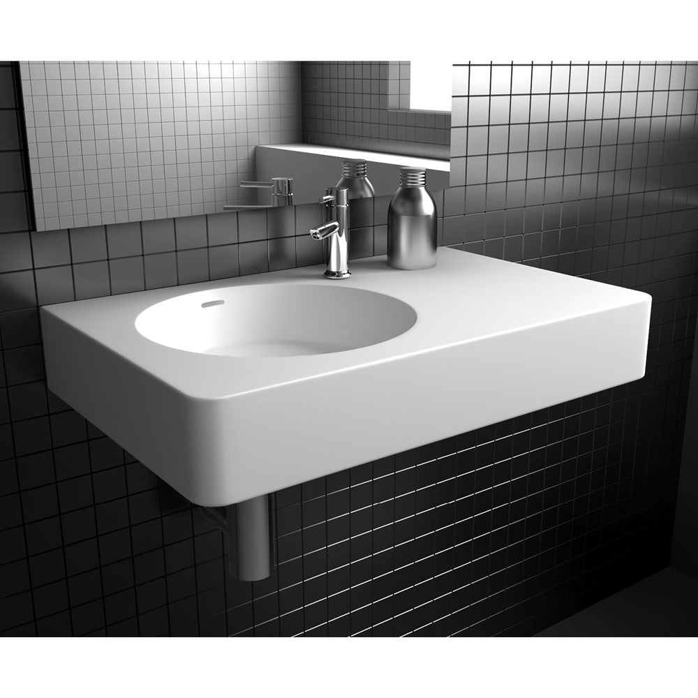 Fienza Encanto 700 Solid Surface Wall Basin, 1 Tap Hole