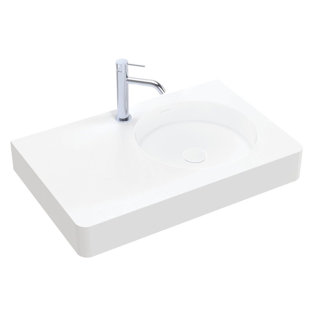 Fienza Encanto 700 Solid Surface Wall Basin, 1 Tap Hole