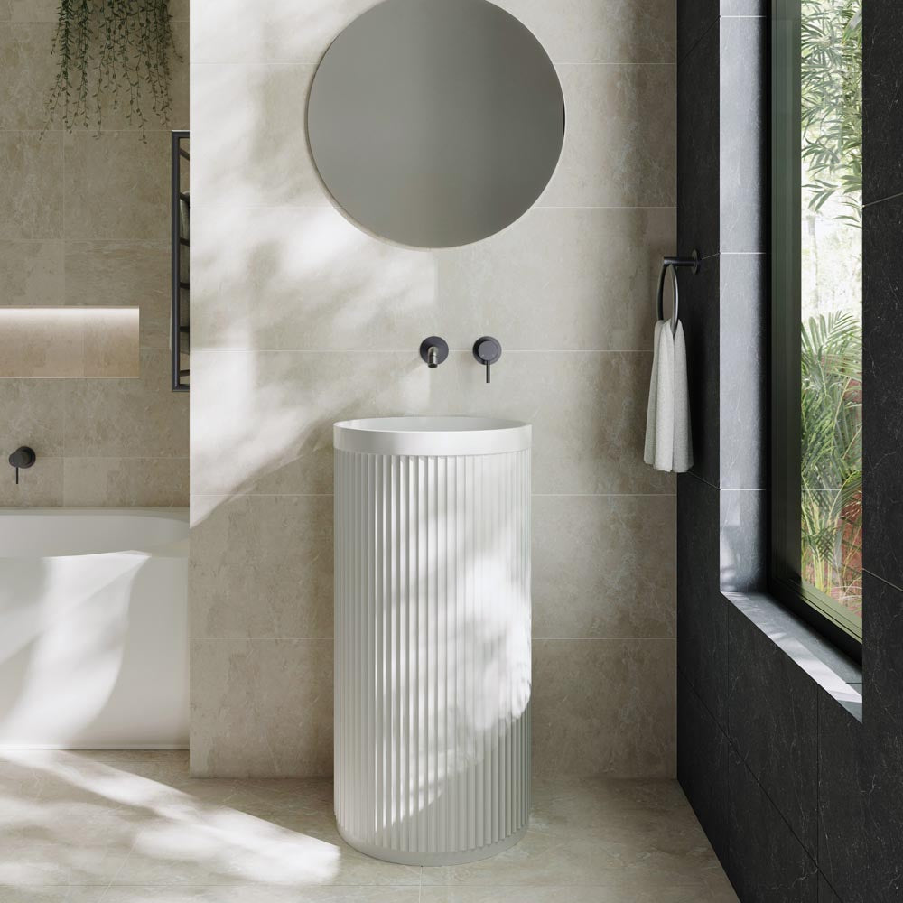 Fienza Minka Solid Surface Freestanding Basin, Matte White