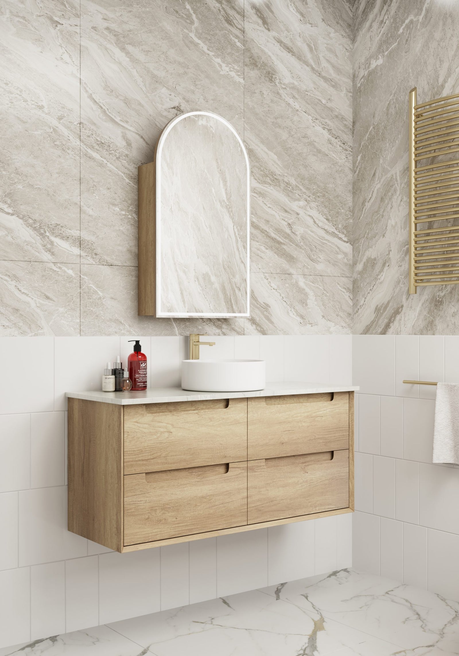 Aulic Canterbury Arch LED Shaving Cabinet