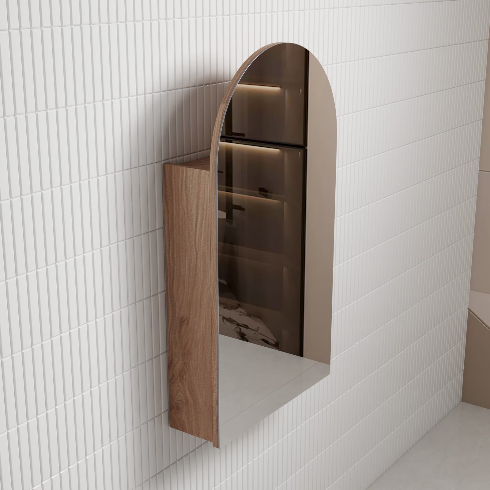 Aulic Canterbury Arch Shaving Cabinet Matte White
