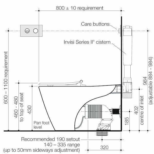 Caroma Care 800® Cleanflush® Wall Faced Invisi Series II® Toilet Suite - SF AG (with GermGard®)