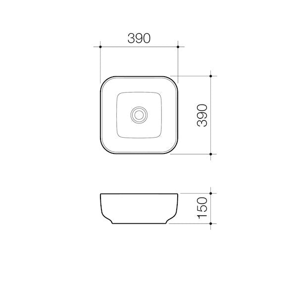 Caroma Tribute Above Counter Basin - Square 390mm