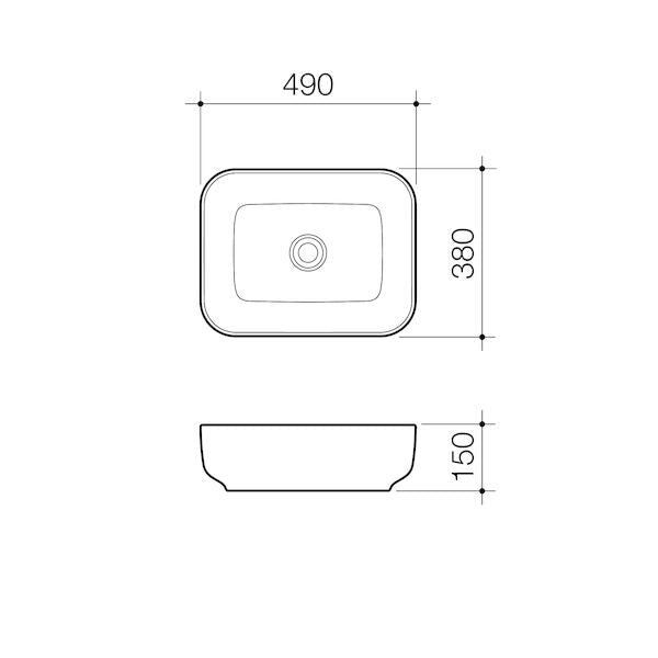 Caroma Tribute Above Counter Basin - 490mm Rectangle