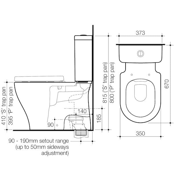 Caroma Luna® Cleanflush® Close Coupled Toilet Suite - S Trap, BI