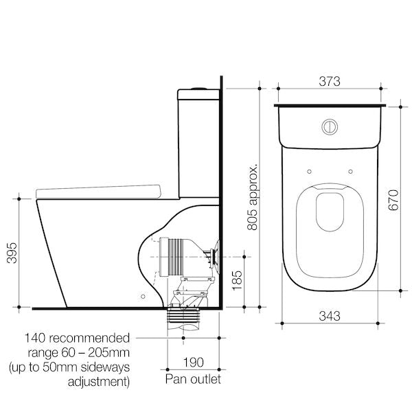 Caroma Luna® Square Cleanflush® Wall Faced Toilet Suite BI