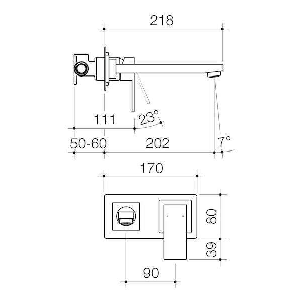 Caroma Quatro Solid Wall Basin Mixer - Lead Free