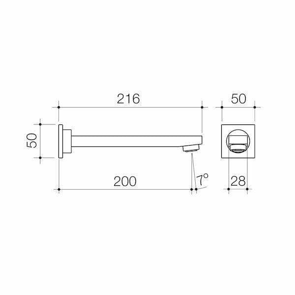 Caroma Quatro Wall Basin Outlet 200mm - Lead Free