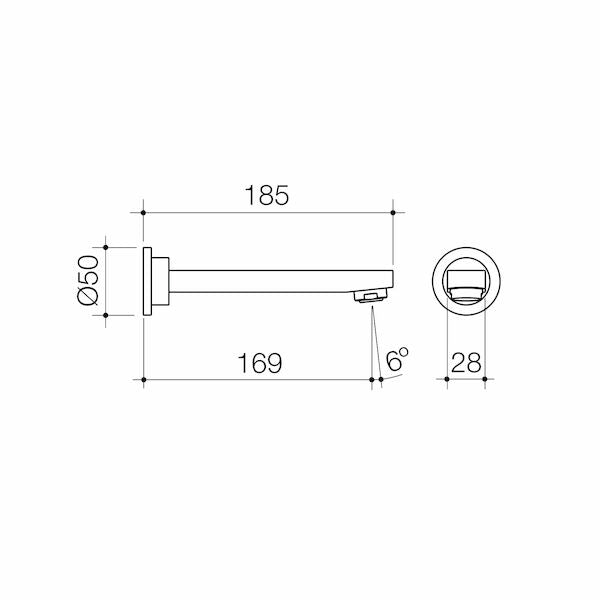 Caroma Saracom Wall Bath Outlet 170mm
