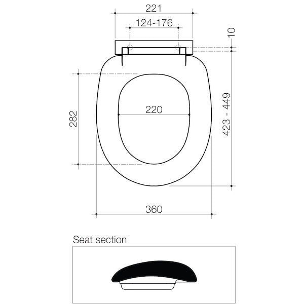 Caroma Profile Soft Close Seat Plastic Hinge
