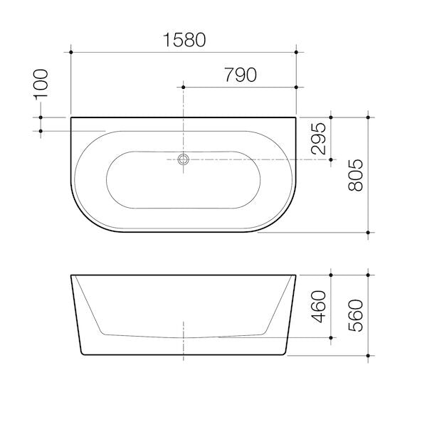 Caroma Urbane® II 1600 Back To Wall Freestanding Bath