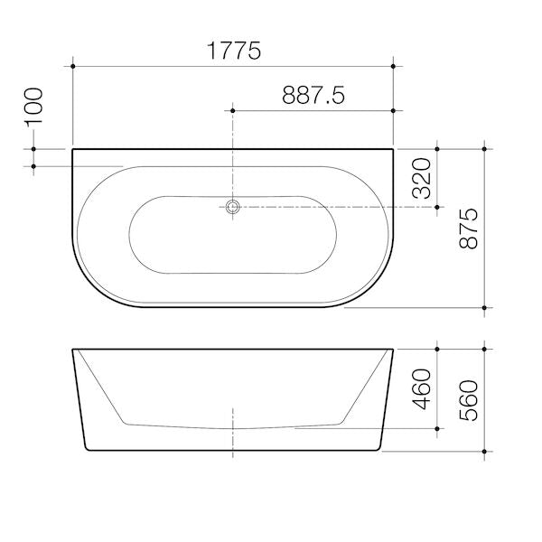 Caroma Urbane® II 1800® Back To Wall Freestanding Bath