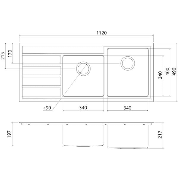 Caroma Urbane® II 1.75 Bowl 0TH RHB