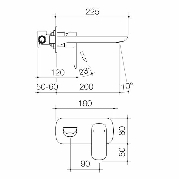 Caroma Contura® Wall Basin/Bath Mixer