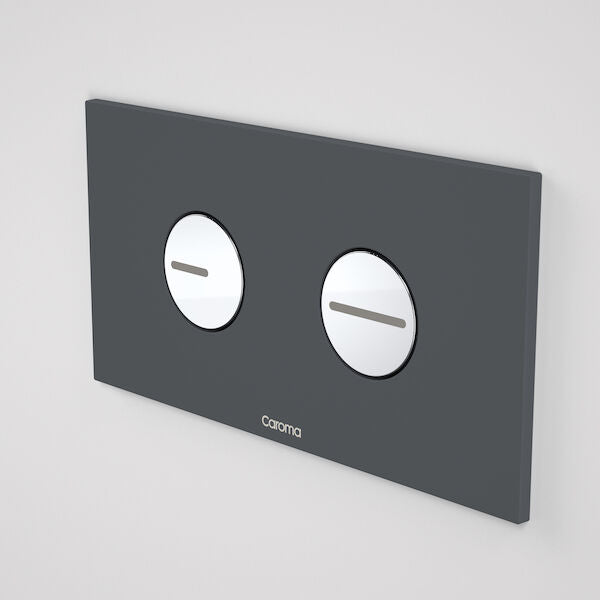 Caroma Invisi Series II® Round Dual Flush Plate &amp; Buttons (Plastic) Dark Grey