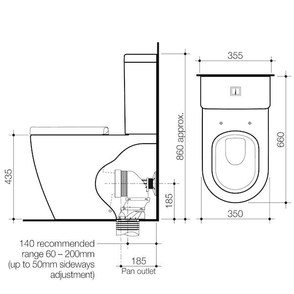 Caroma Urbane® Cleanflush® Wall Faced Close Coupled Pan - Back Entry