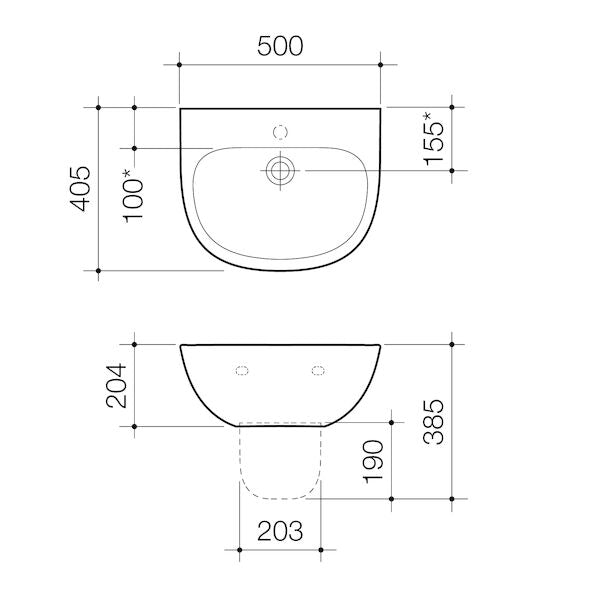 Caroma Care 500 Wall Basin (with GERMGARD®)
