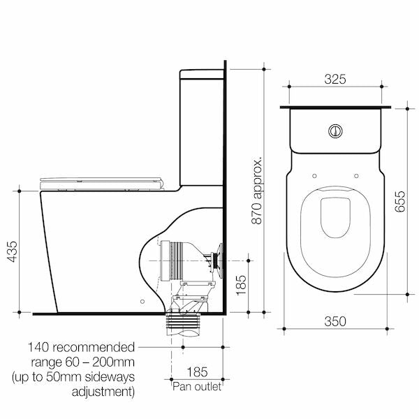 Caroma Liano Cleanflush® Easy Height Wall Faced Suite with Liano Care Single Flap Seat (with GermGard®)