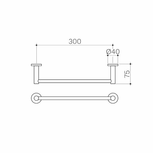Clark Round Single Towel Rail 300mm