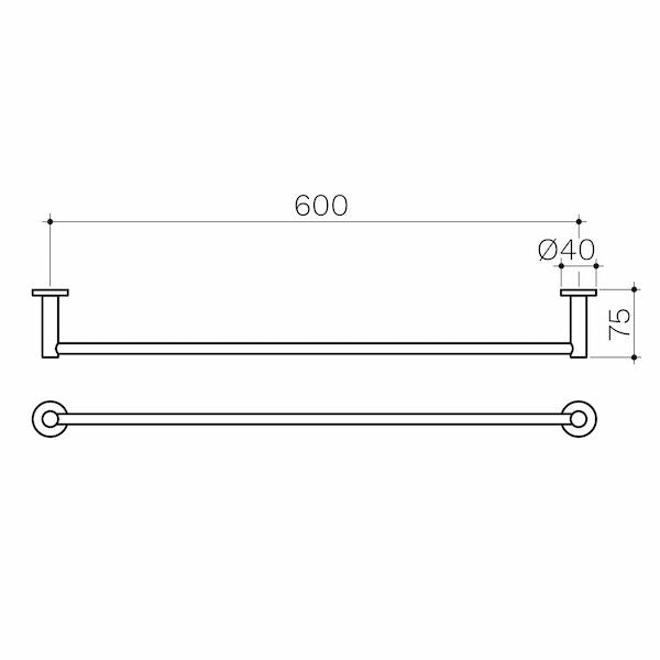 Clark Round Single Towel Rail 600mm
