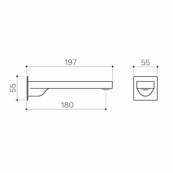 Clark Square Wall Basin/Bath Outlet 180mm - Lead Free