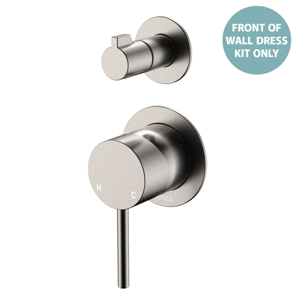 Kaya Wall Diverter Mixer Dress Kit, Small Round Plates - Brushed Nickel