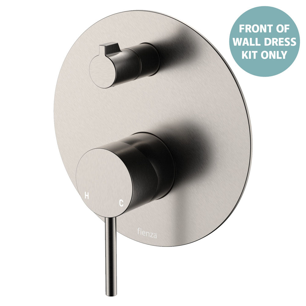 Kaya Wall Diverter Mixer Dress Kit, Large Round Plate - Brushed Nickel