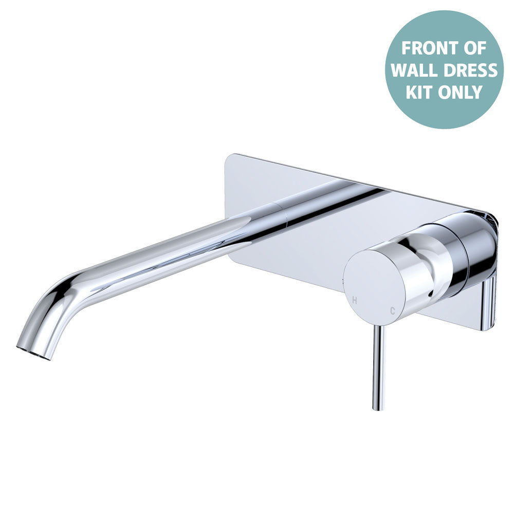 Kaya Basin/Bath Wall Mixer Dress Kit, Rectangular Plate, 200mm Outlet - Brushed Copper