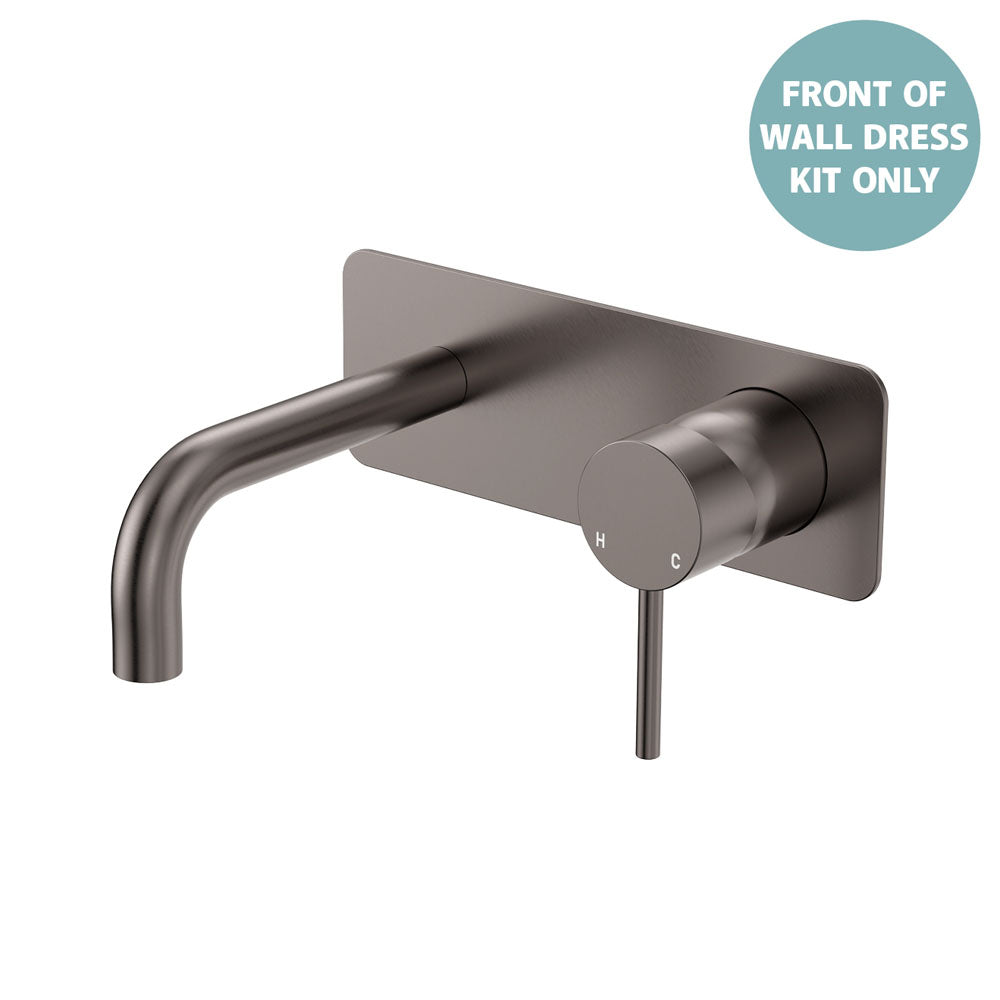 Kaya Basin/Bath Wall Mixer Dress Kit, Rectangular Plate, 130mm Outlet - Gun Metal