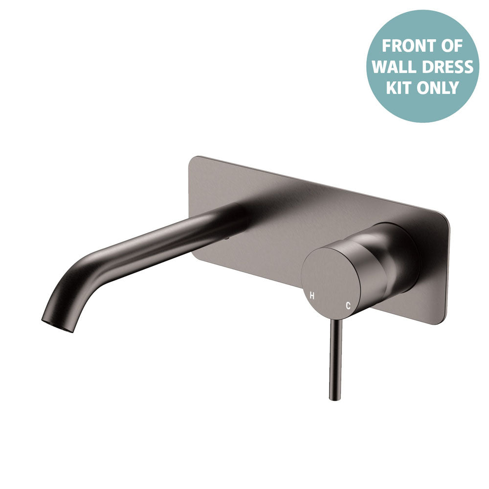 Kaya Basin/Bath Wall Mixer Dress Kit, Rectangular Plate, 160mm Outlet - Gun Metal