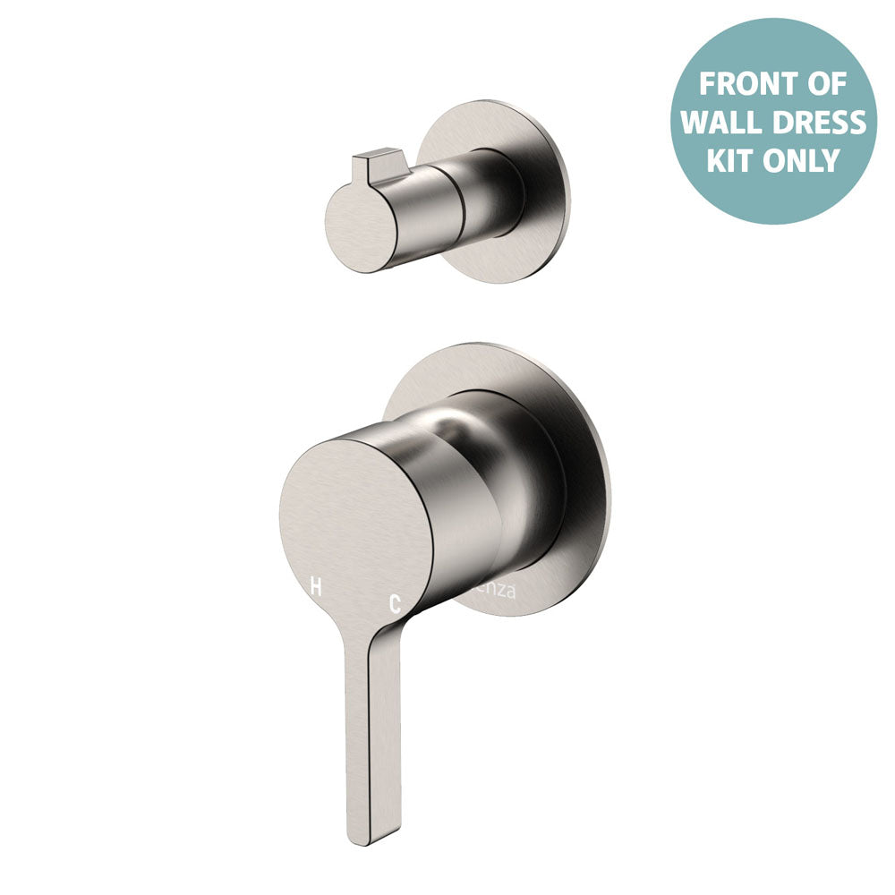 Sansa Wall Diverter Mixer Dress Kit, Small Round Plates - Brushed Nickel