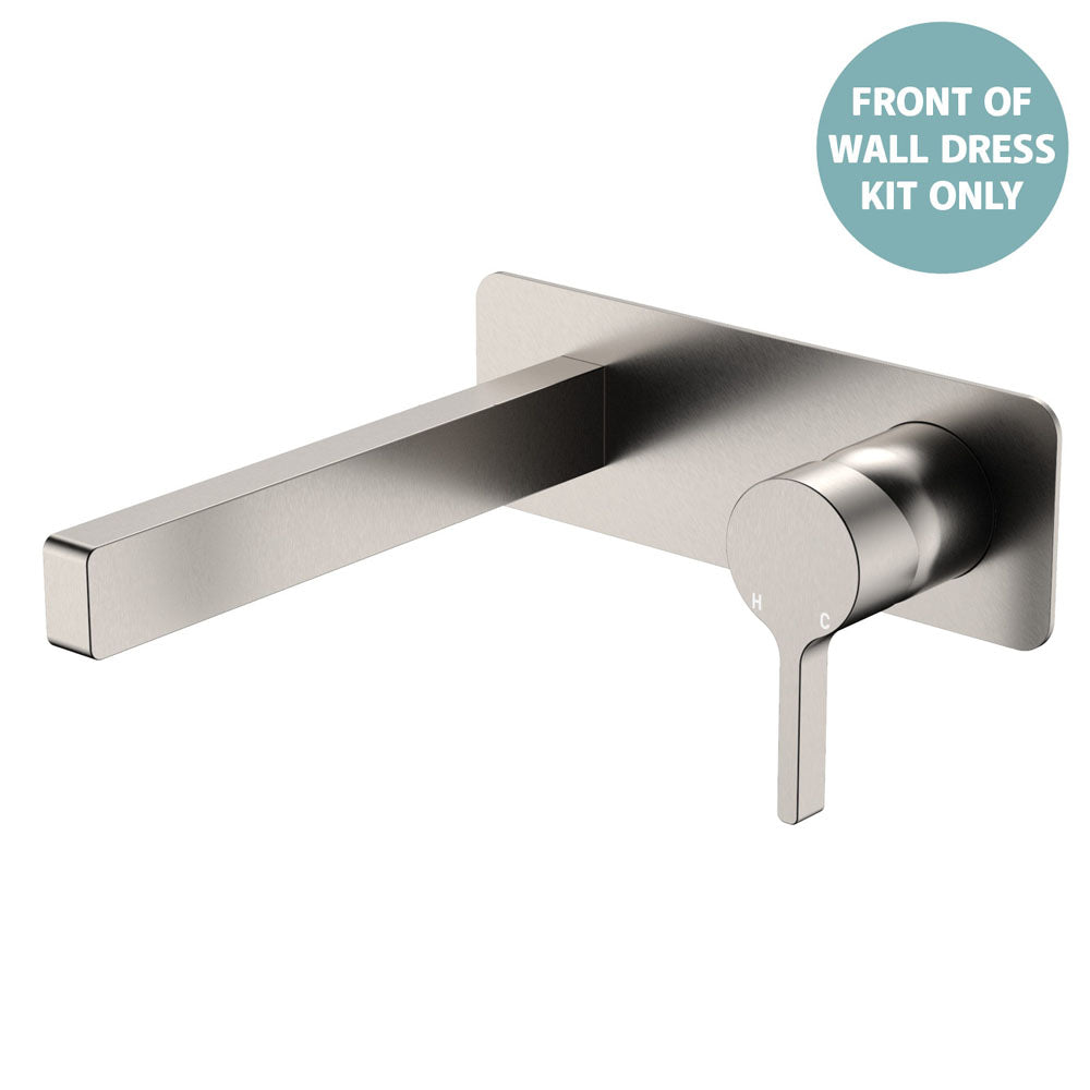 Sansa Wall Basin Mixer Dress Kit, Rectangular Plate - Brushed Nickel