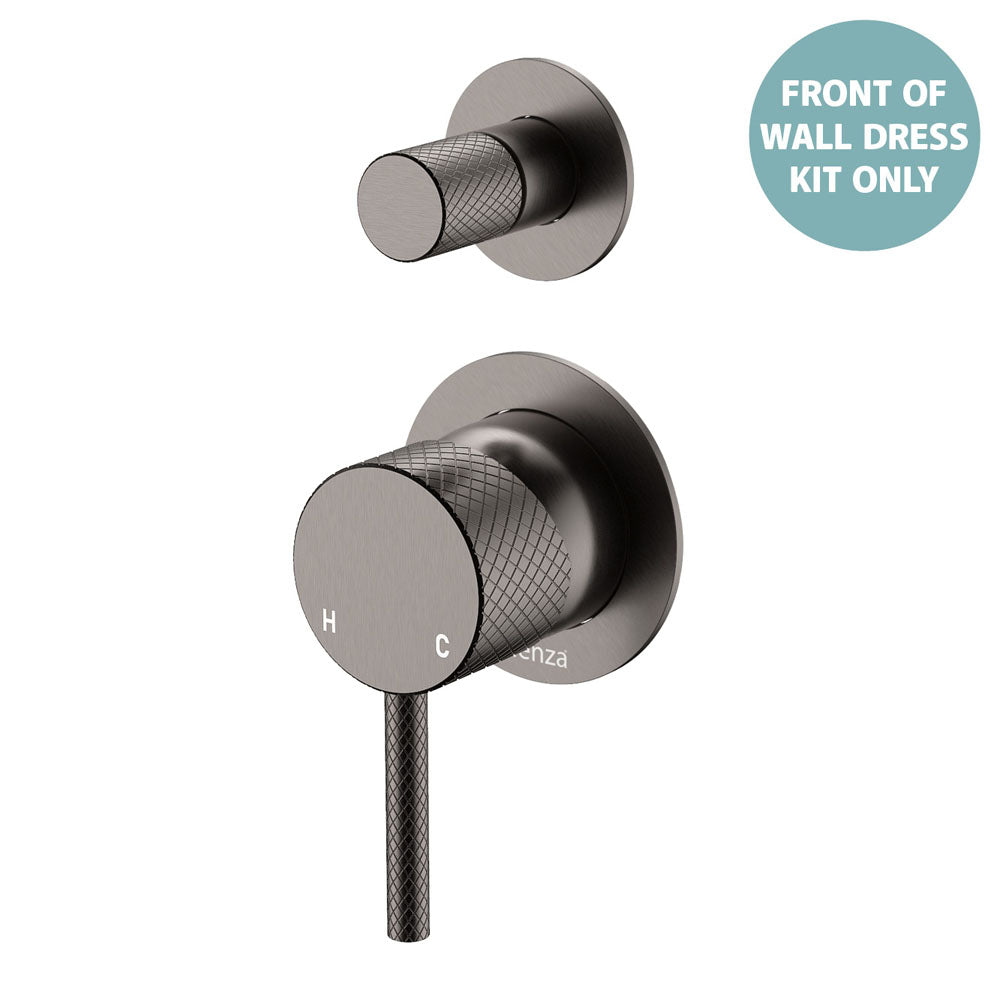 Axle Wall Diverter Mixer Dress Kit, Small Round Plates - Gun Metal