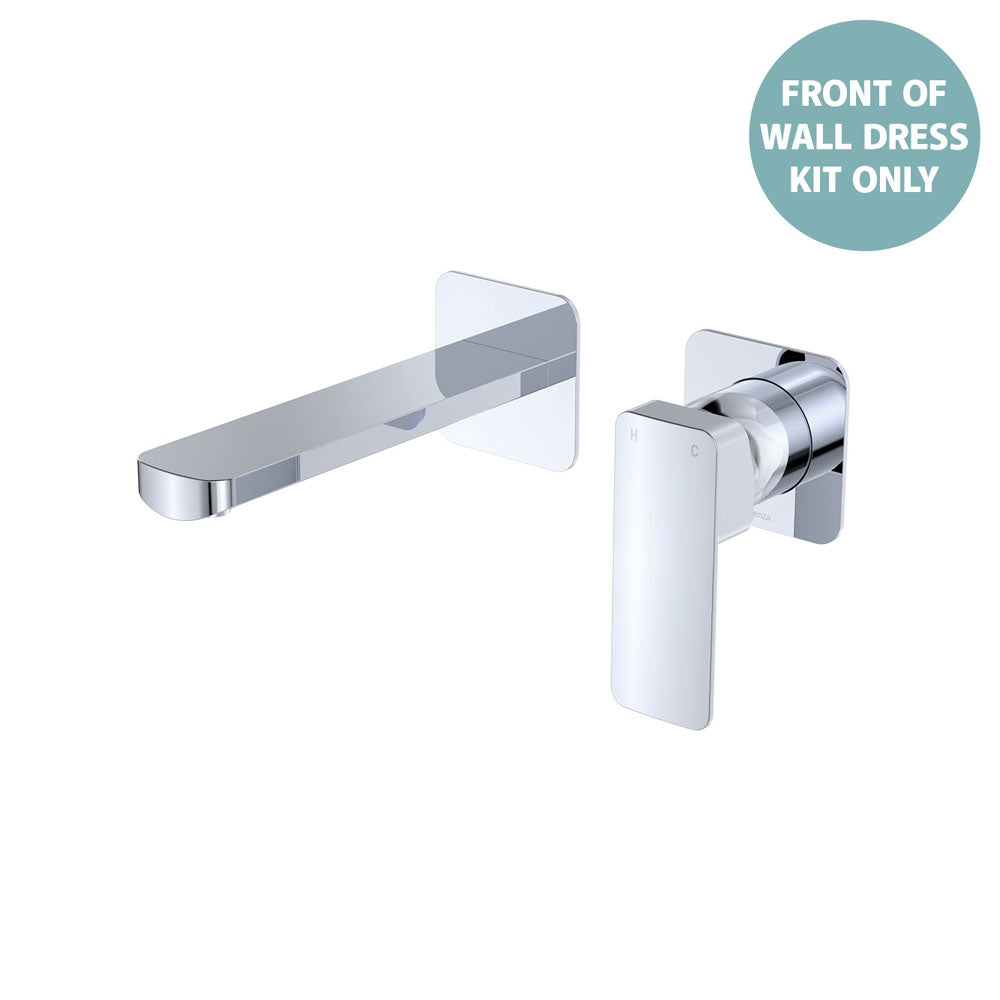 Fienza Tono Basin/Bath Wall Mixer Set, Square Plates, 160mm Outlet